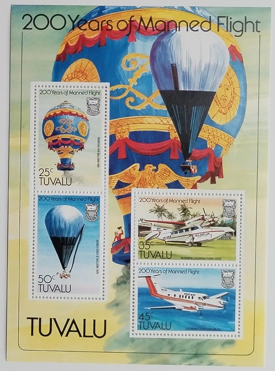 Tuvalu 1983 Bl.8 200 let prvního letu, Balóny a letadla