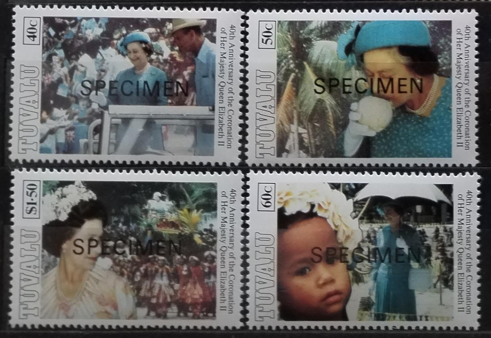 Tuvalu 1993 Výročí korunovace královny Alžběty II. SPECIMEN