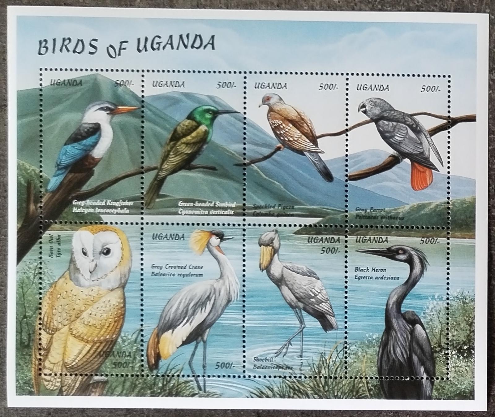 Uganda 1999 8€ Ptáci a fauna země, Sovy a dravci
