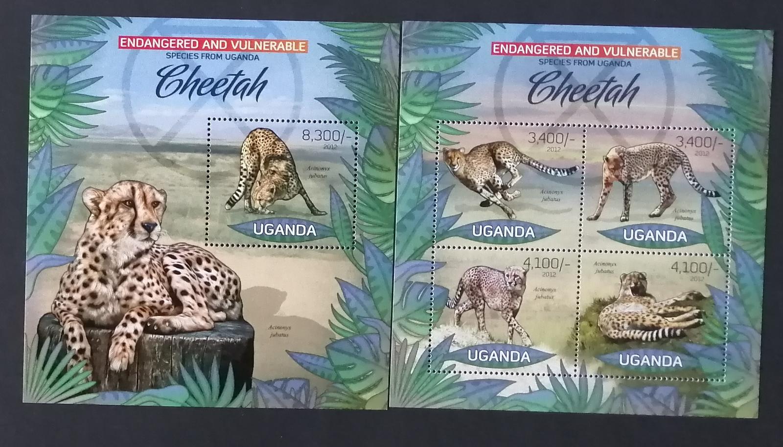 Uganda 2012 Mi.2985-8+Bl.410 21€ Fauna Ugandy, Gepardi, Africké kočky