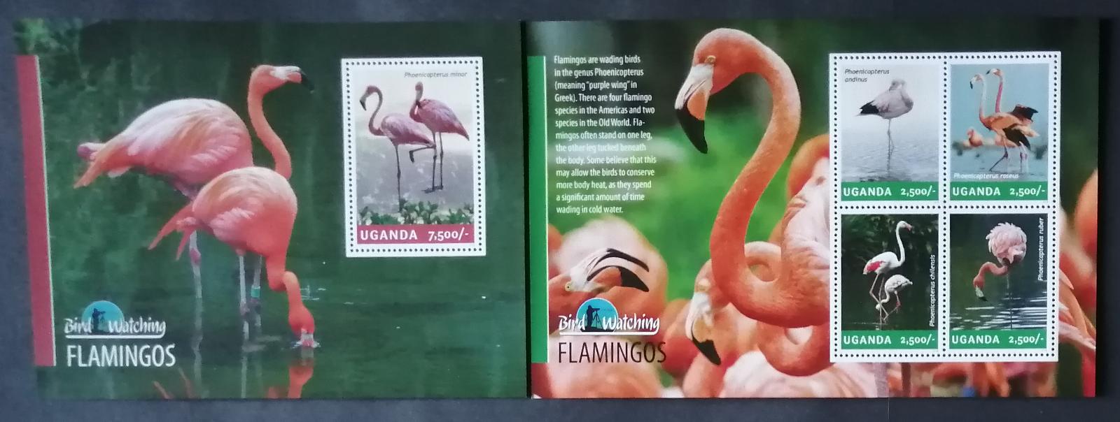 Uganda 2014 Mi.3240-3+Bl.455 21€ Ptáci světa, Plameňáci
