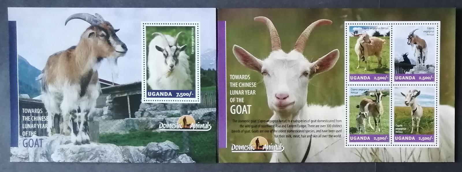 Uganda 2014 Mi.3295-8+Bl.466 21€ Domácí fauna, Kozy a čínský rok