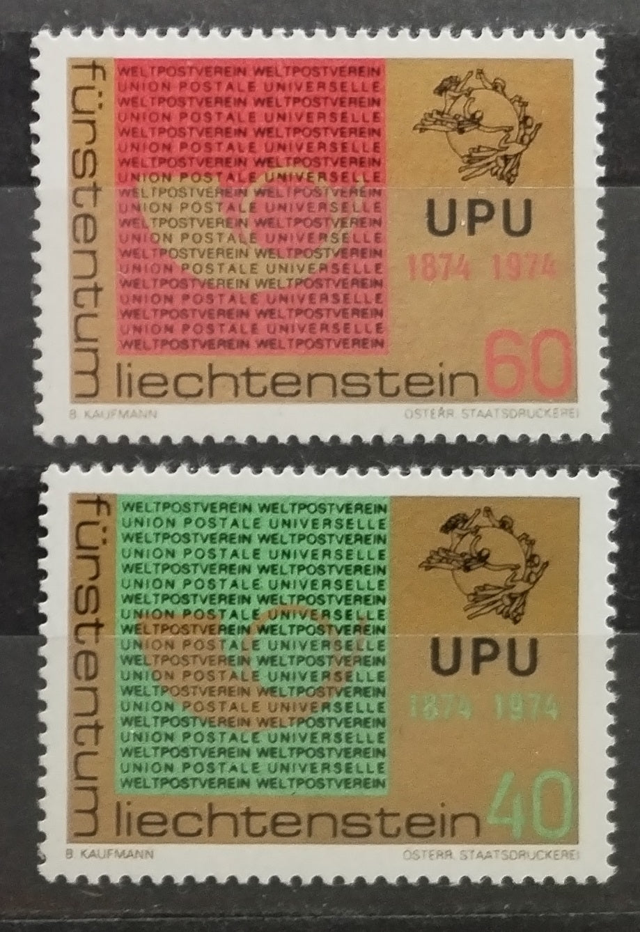 Lichtenštejnsko 1974 Výročí UPU, Světové poštovní unie
