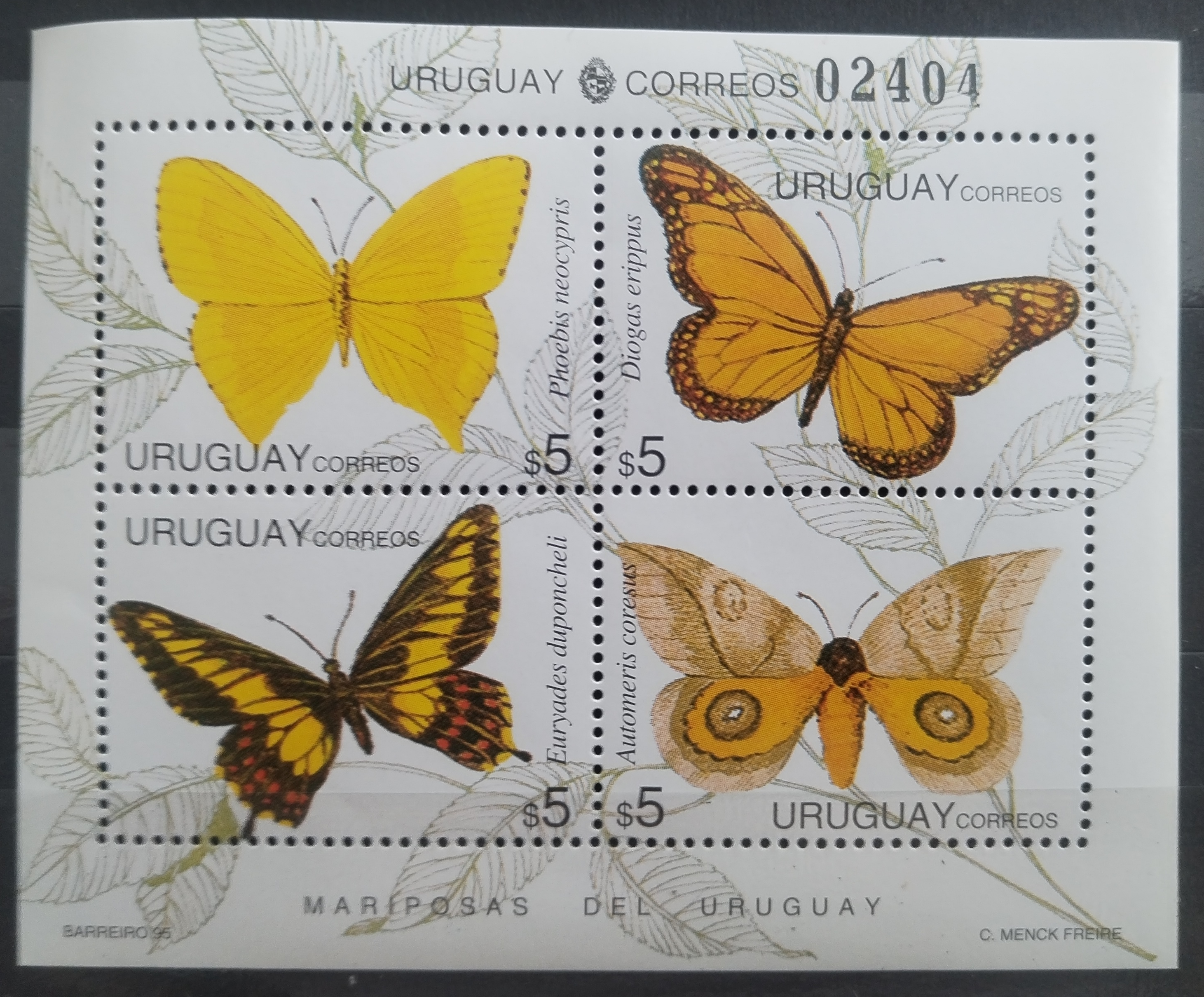 Uruguay 1995 Motýli a hmyz Ameriky