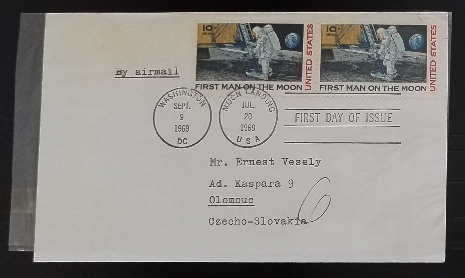 USA 1969 FDC - Přistání na měsíci, Vesmír