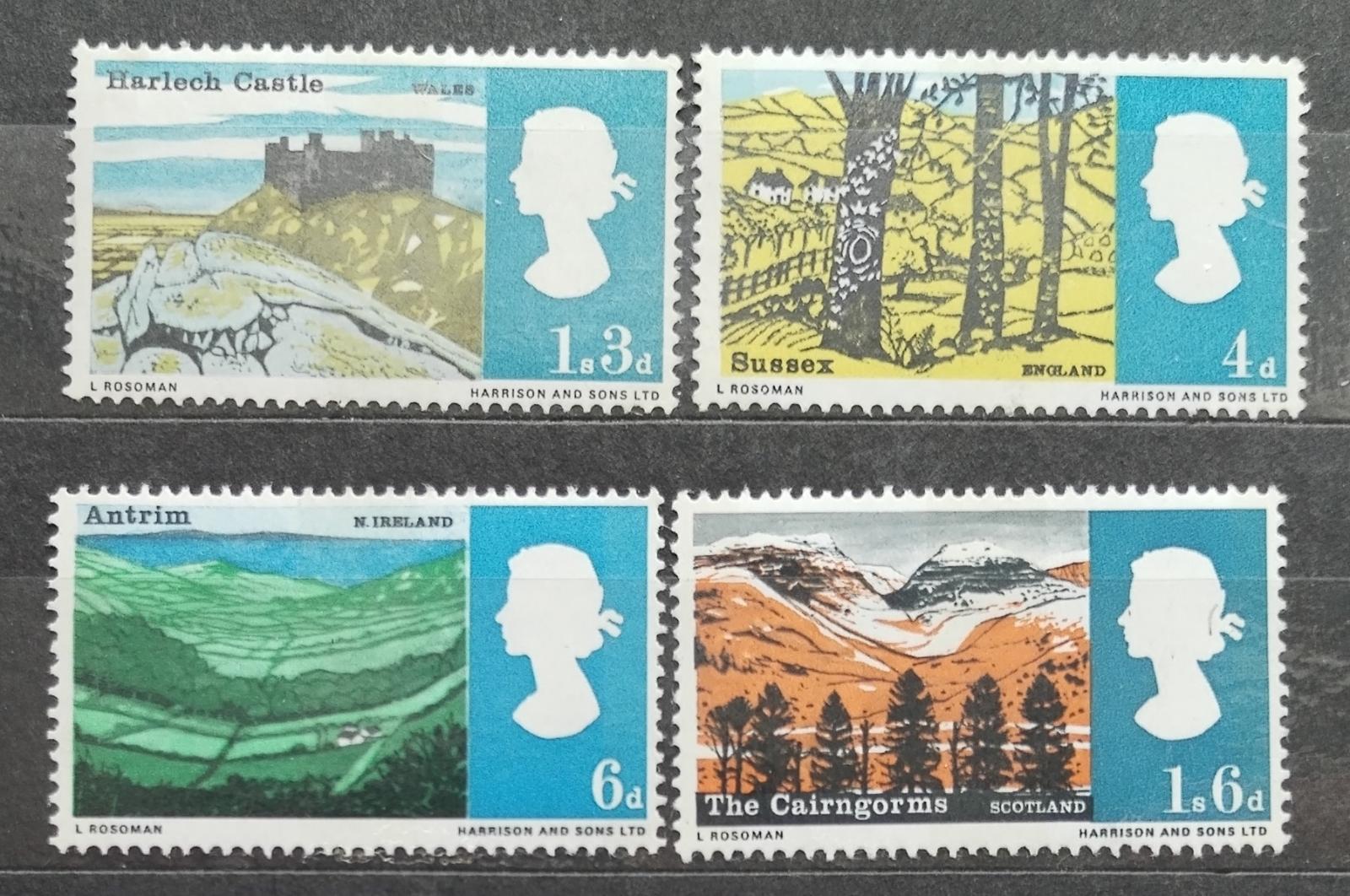 Velká Británie 1966 Hrady a krajinky, FOSFOR (Mi.-y)