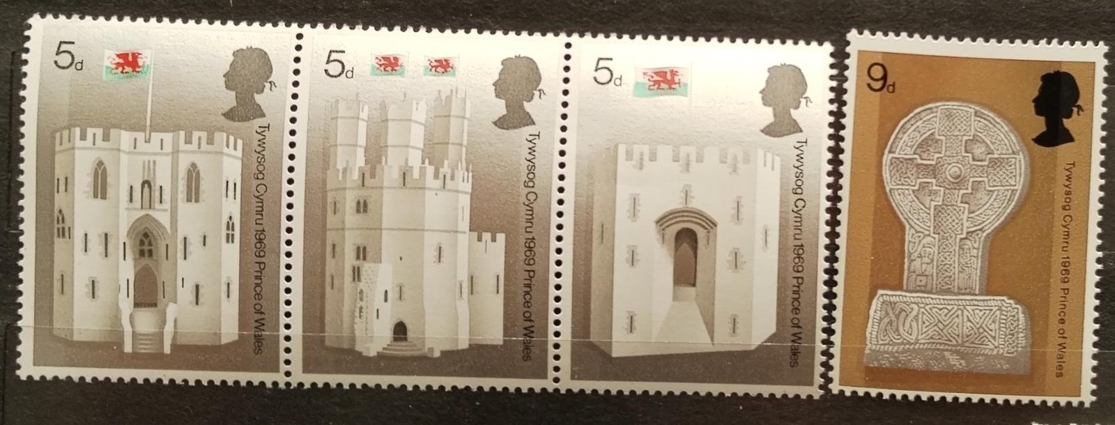 Velká Británie 1969 Princ z Walesu, Hrady a vlajky, bez jedné komplet