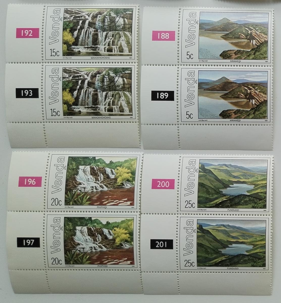 Venda (JAR) 1981 Mi.42-5 Vodopády a jezera země, Příroda PÁRY