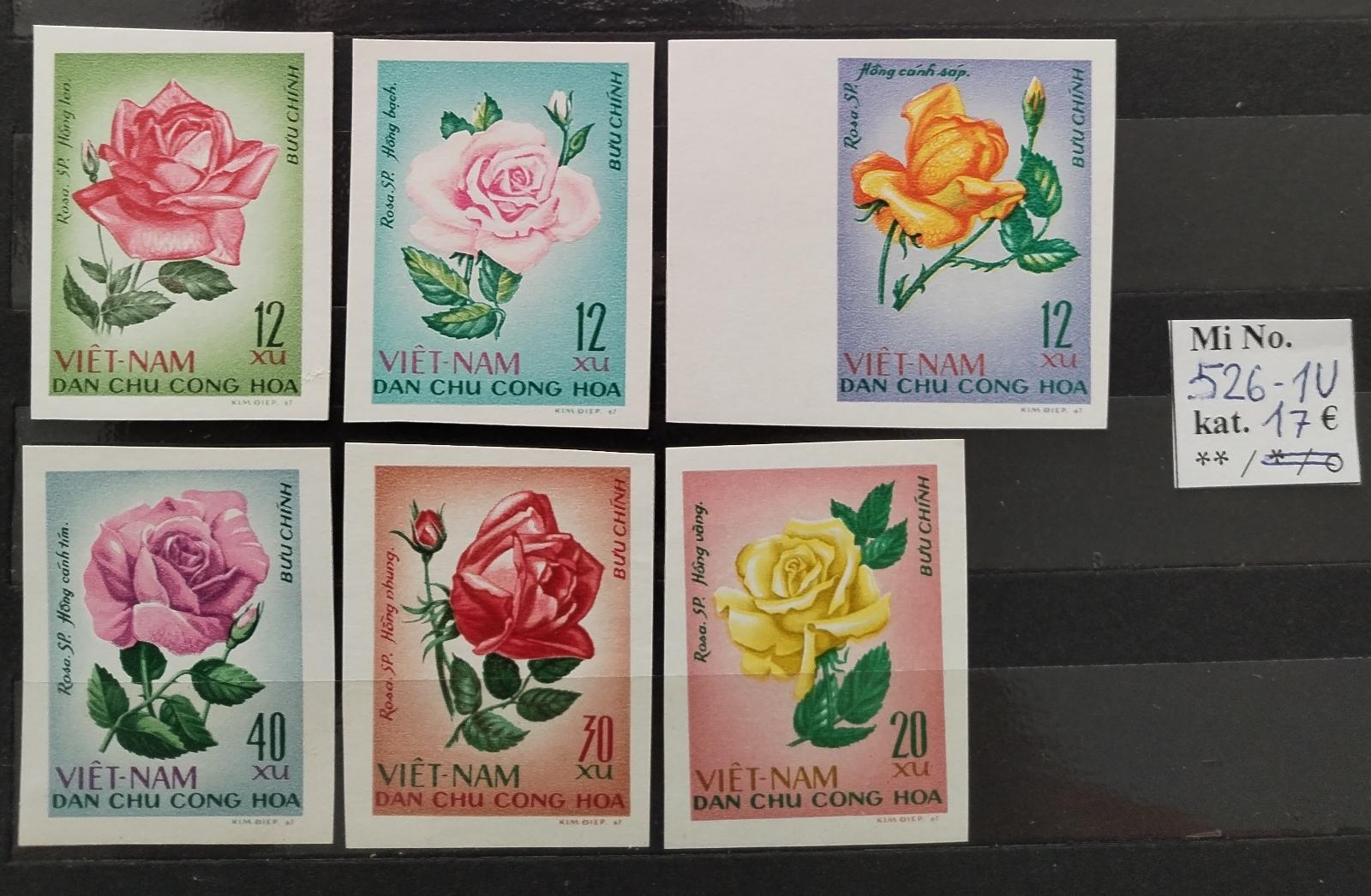 Vietnam 1968 17€ Růže a květiny, Flora IMPERF