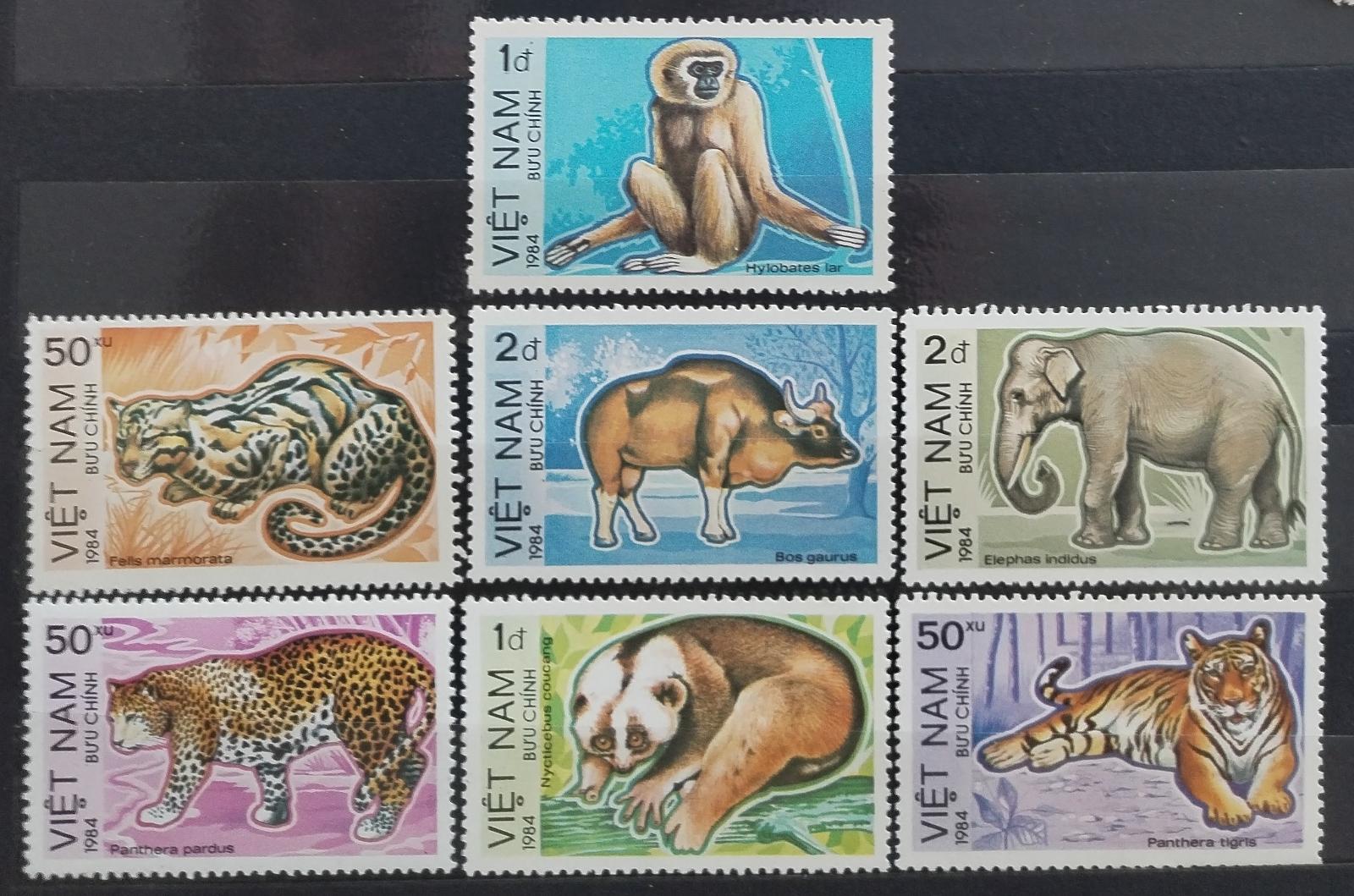 Vietnam 1984 Exotická fauna - tygři, kočky a sloni