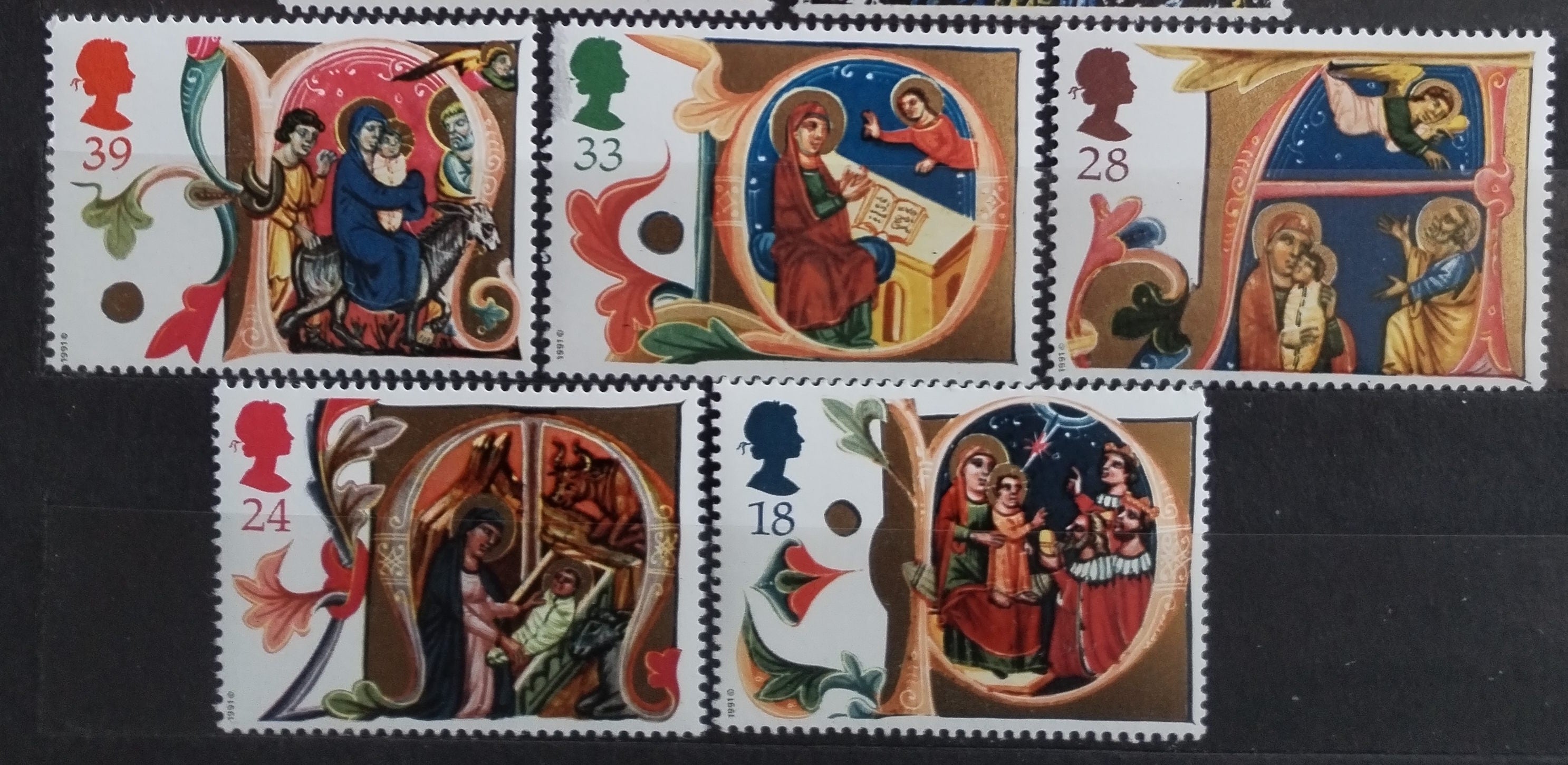 Velká Británie 1991 Vánoce a středověké umění
