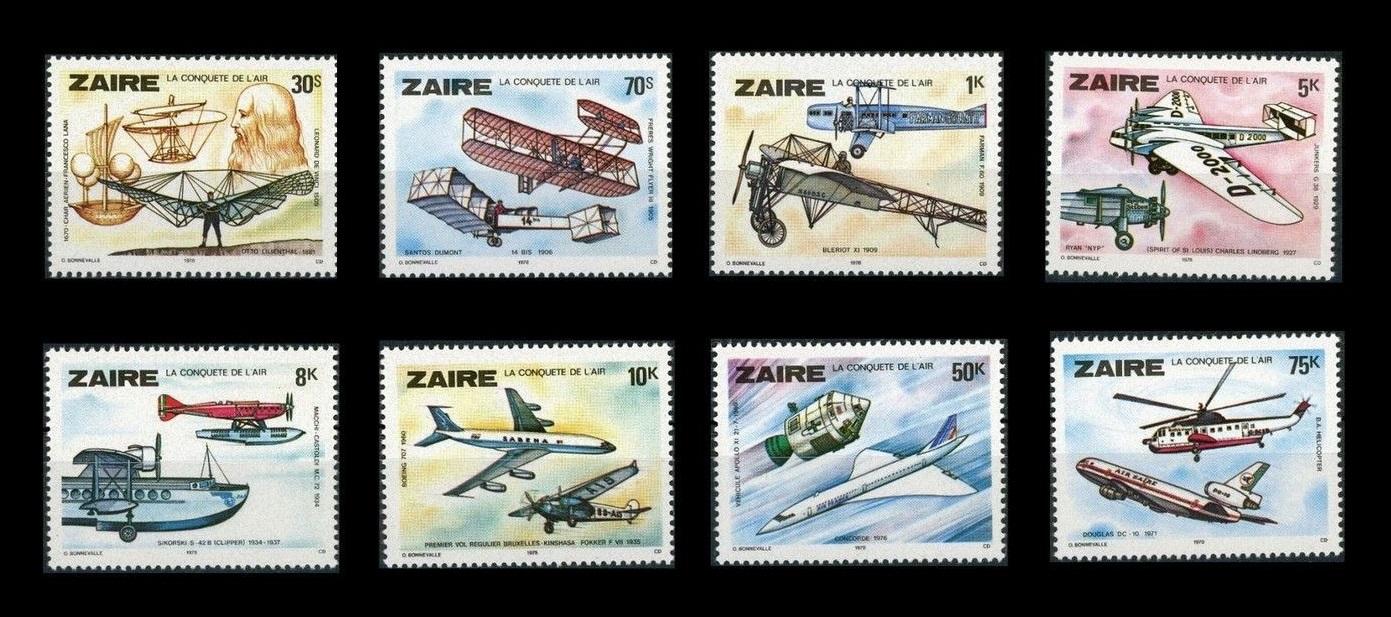 Zair (Kongo) 1978 Mi.580-7 10,5€ Historie letectví, letadla a doprava