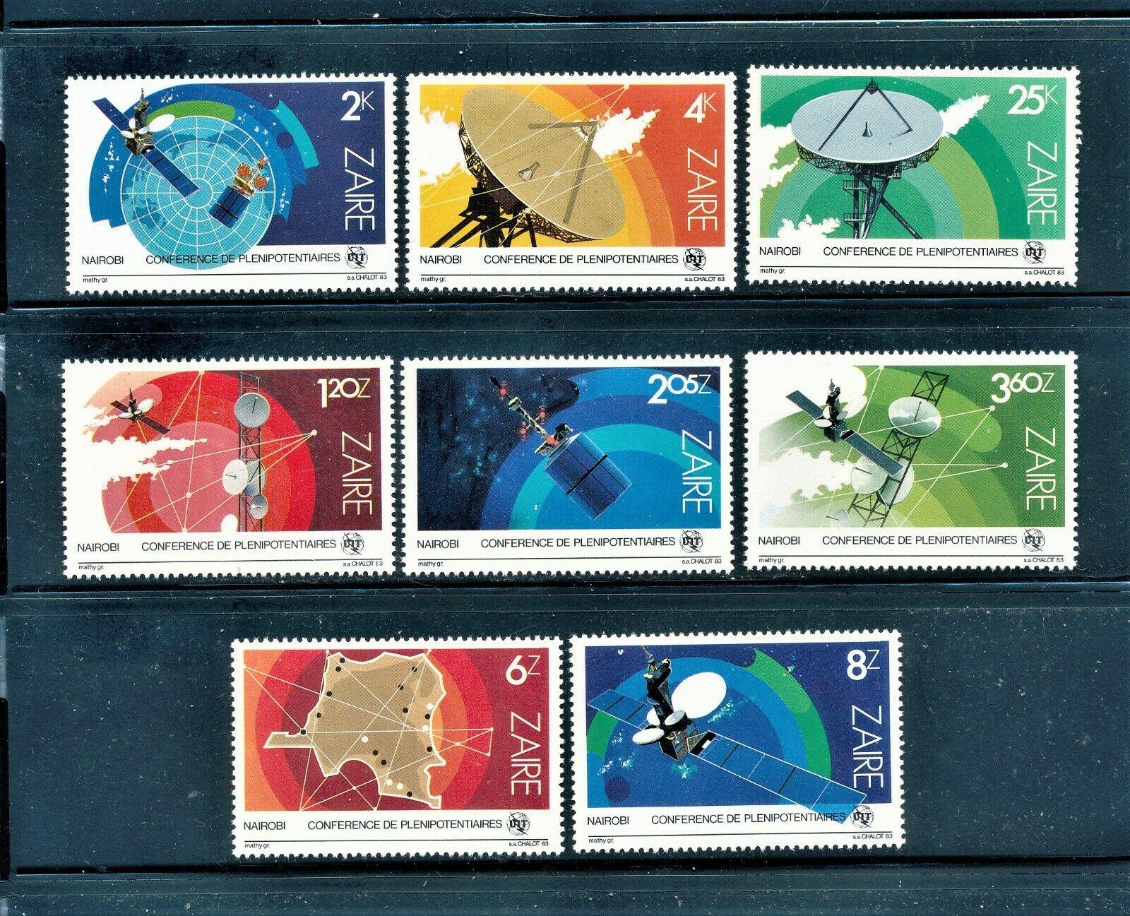 Zair (Kongo)1983 Mi.822-9 8€ Summit ITU, satelity, vesmír & komunikace