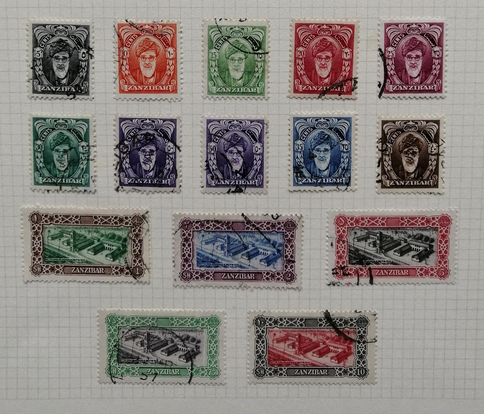 Zanzibar 1952 Mi.206-219 75€ Komplet definitiva sultána, raž.