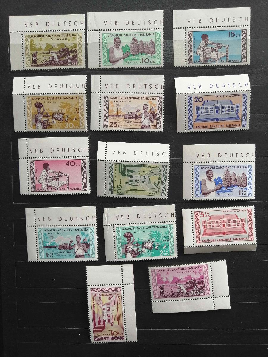 Zanzibar & Tanzánie 1966 - svěží rohový komplet definitivy 17£