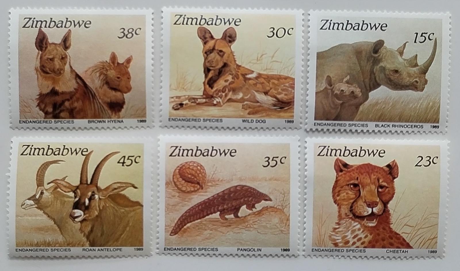 Zimbabwe 1990 Africká fauna. Kočky a nosorožci